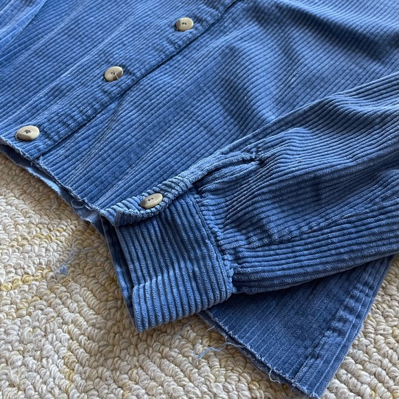Corduroy Button-Up Long Sleeve Shirt in LIGHT BLUE - Picture 4 of 7